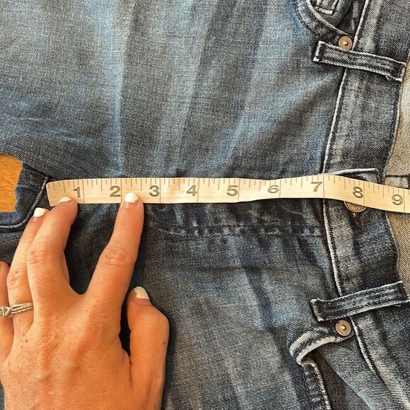 7 For All Mankind Blue Jean Shorts with Cuffed Hem - Picture 7 of 9